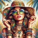تابلوخام نقاشی باالماس طرح زن جذاب