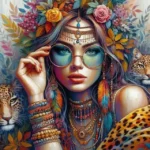 تابلوخام نقاشی باالماس طرح زن دلبرانه