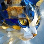 کیت نقاشی الماسی بزرگسال گربه شیشه‌ای